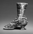 Evening boots, silk, metal, probably French